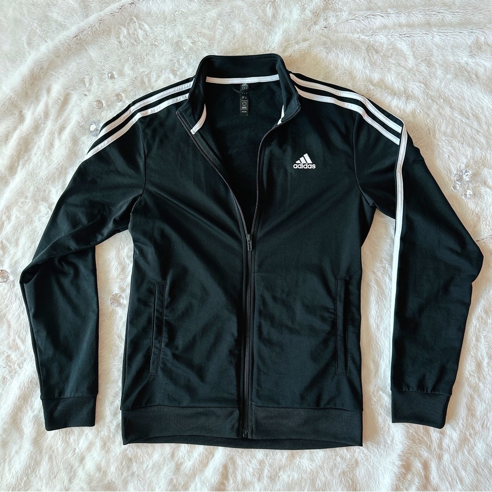 ADIDAS TRACK SUIT JACKET - Black/White - Size small